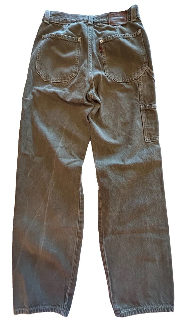 Levis Dad Utility Carpenter Jean Women Sz 24x30 Brown Denim Premium Big E